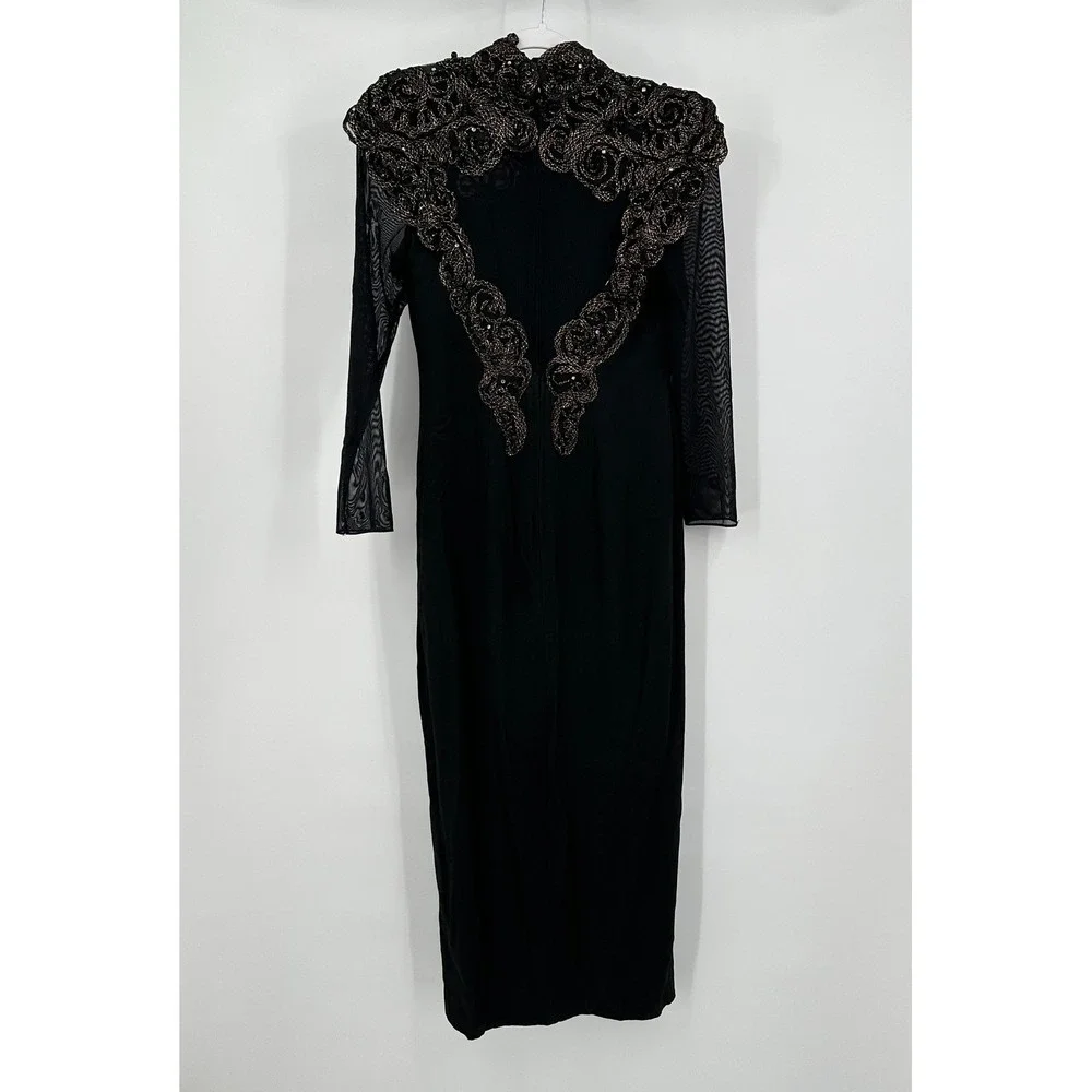 Womens Whimsigoth Maxi Gown Size 8 Dress Beaded Old Hollywood Glam Gala Vintage - Picture 3 of 7